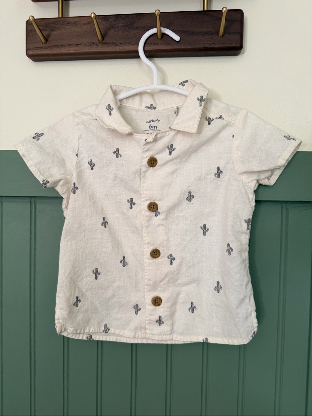 Carter's Cream Cactus Button-Up Shirt - 6M